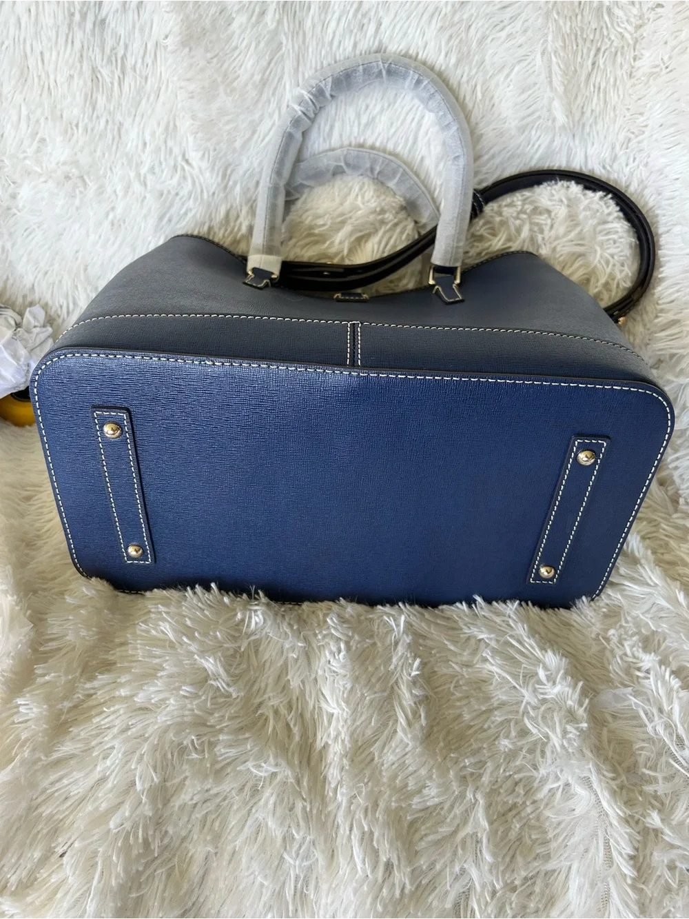Dooney & Bourke Perry Saffiano Leather Satchel in Marine